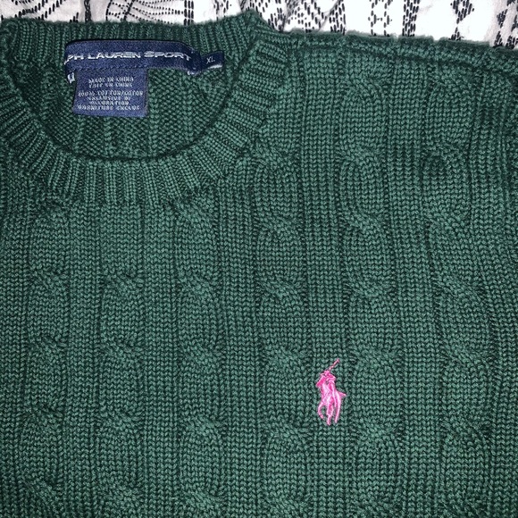 Ralph Lauren Green Cable Knit Sweater - Picture 2 of 3